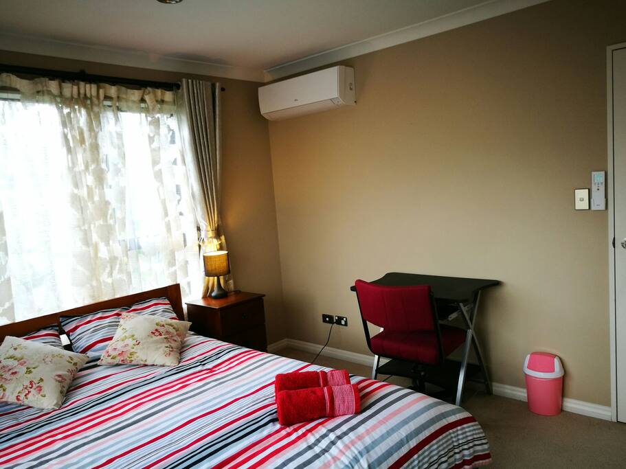 Rose room with new heat pump and computer desk