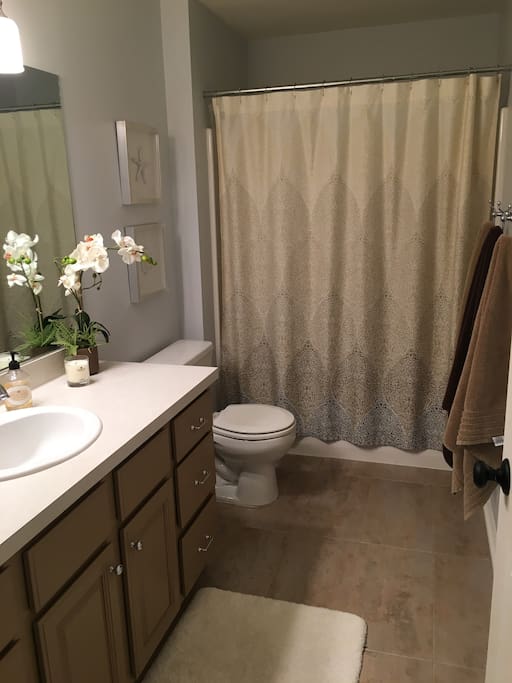 Private bath stocked with towels & amenities