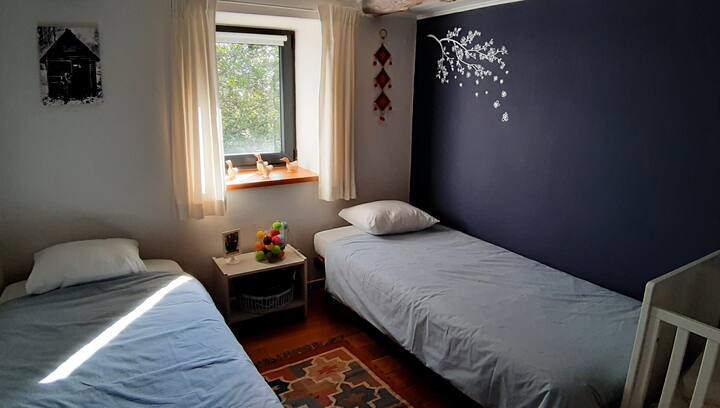 Ადგილი ბავშვებისთვის ან მეგობრებისთვის 2 საწოლით 90 × 200 სმ + საწოლი საწოლით 