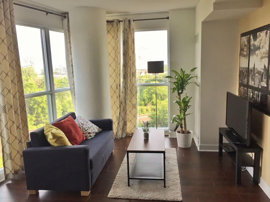 Living room with views of the lake