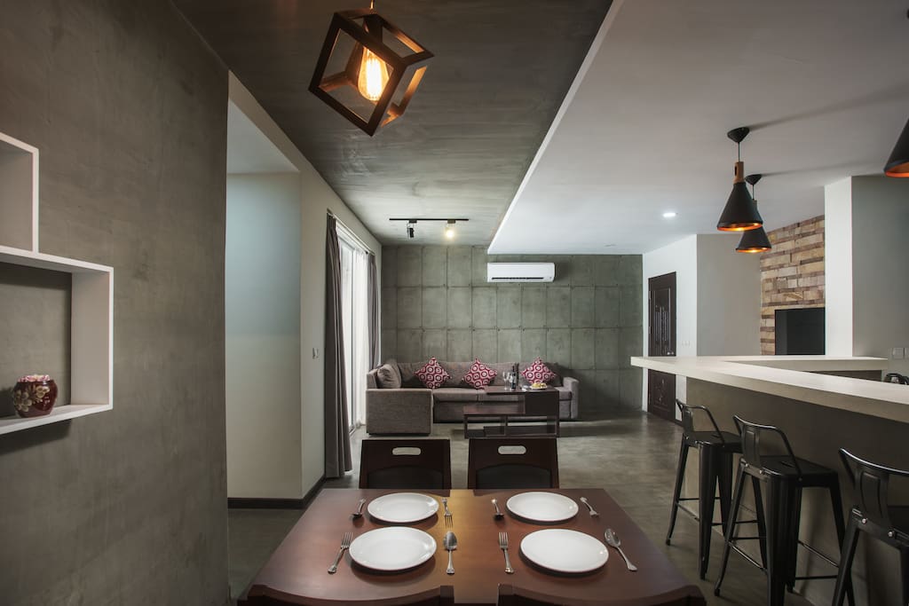 Living Room, Kitchen and Dinning Area