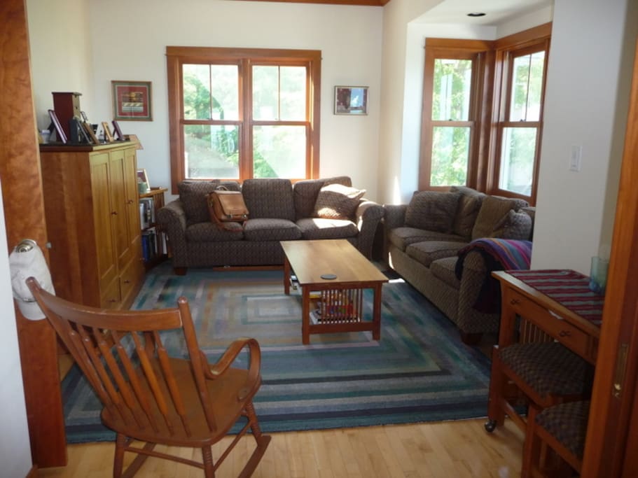 Family Room on 1st floor--TV in entertainment center for whole house rental or luxury apt for two.