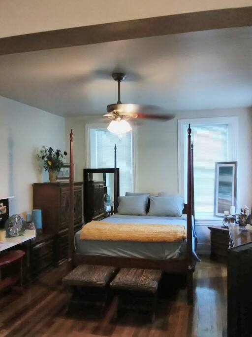 Queen sized pillow top postal bed.