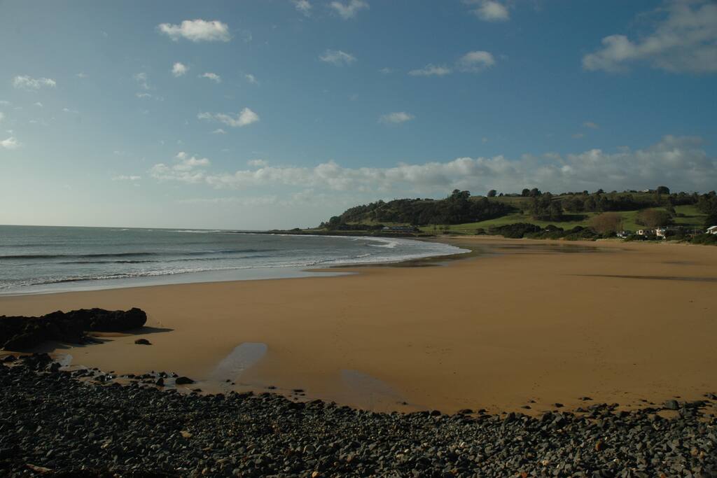 The beach across the road