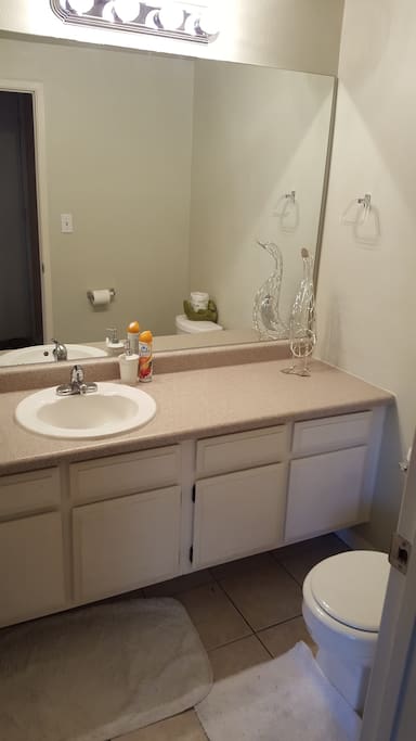 Bathroom is near the air mattress.
