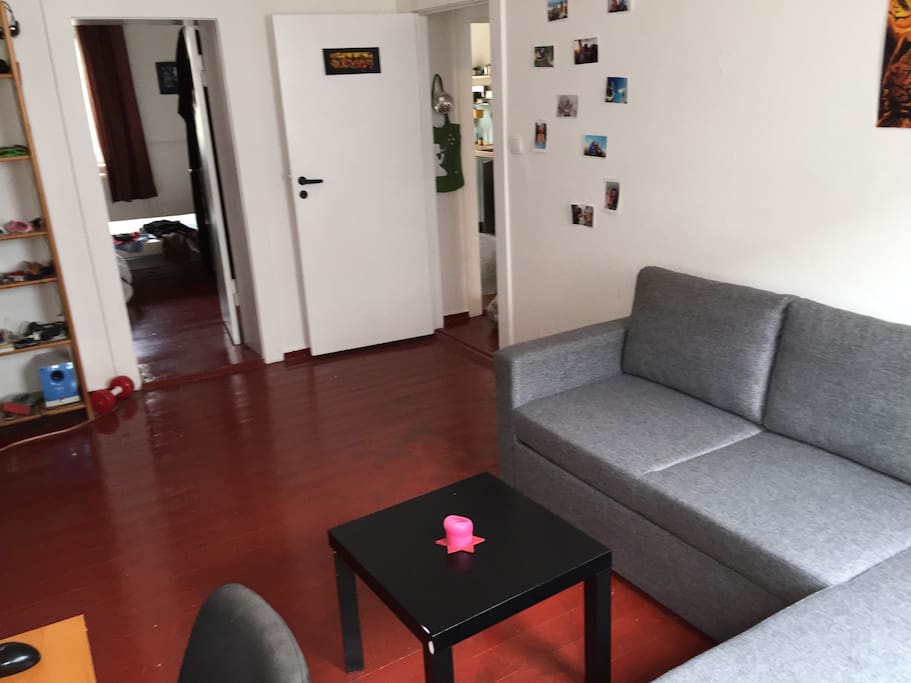 Living room (internet, stereo, sofa, chair & table, NO TV)