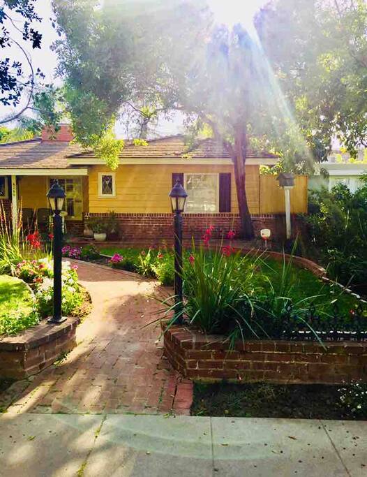 Brick walk-way to front door