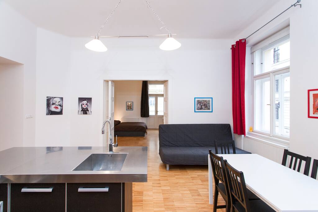 Kitchen with sitting area
