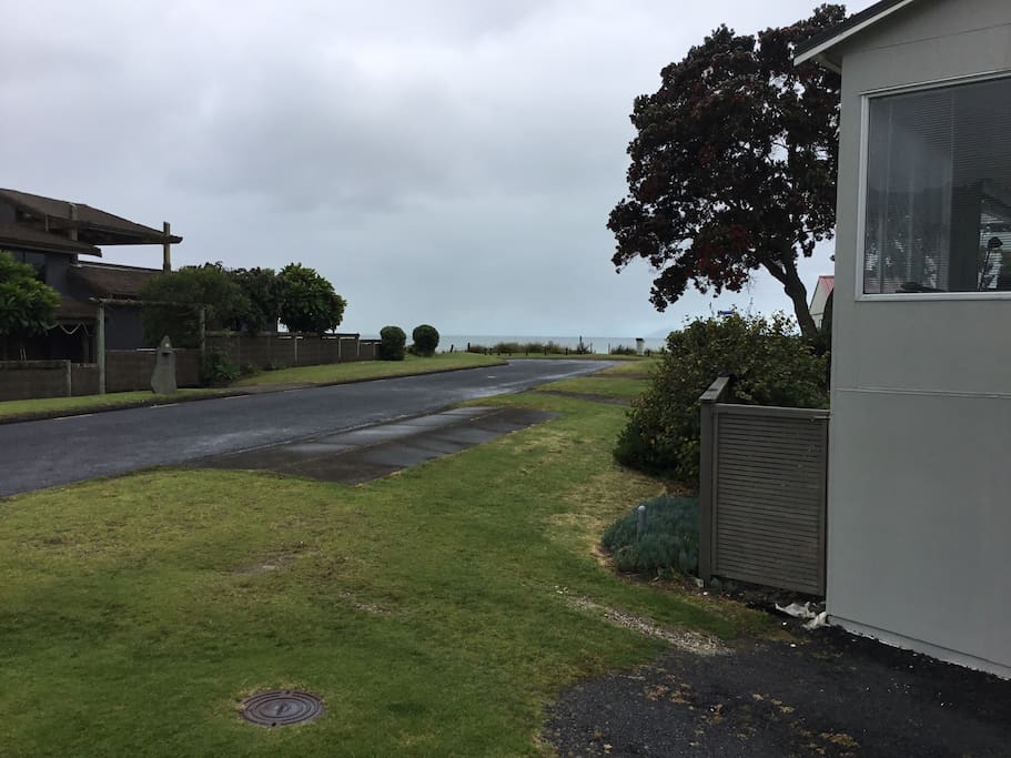 View from end of driveway at Hinemoa Rd to beach - 50m away!!