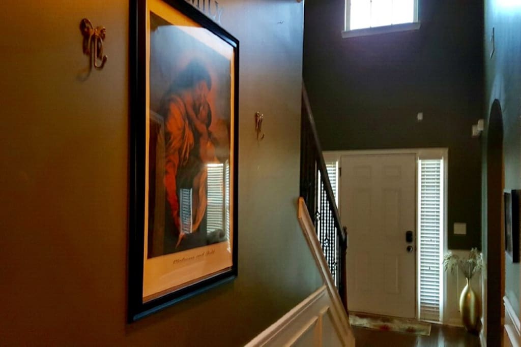 Hallway into home with keypad for easy entry