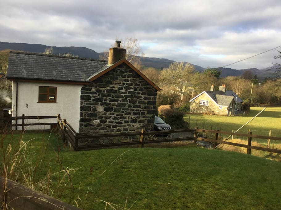 The house has two grassed areas