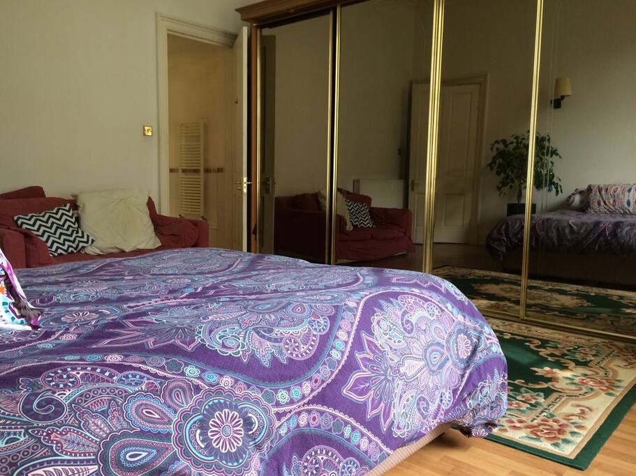 Bed, sofa, and big armchair