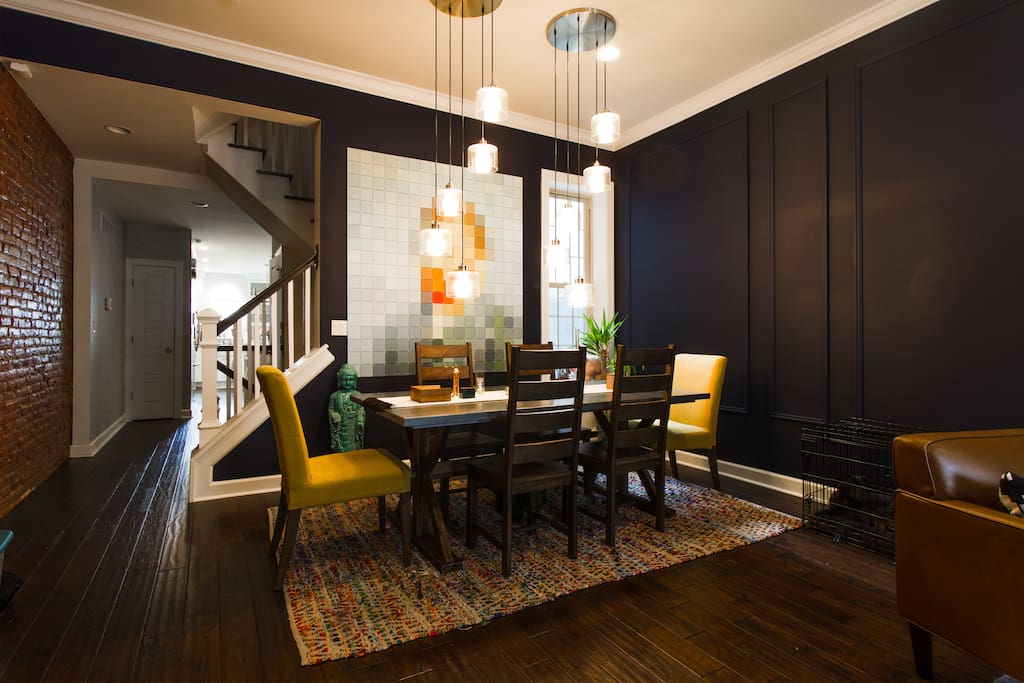 Stunning living room/dining room welcomes you upon entering.