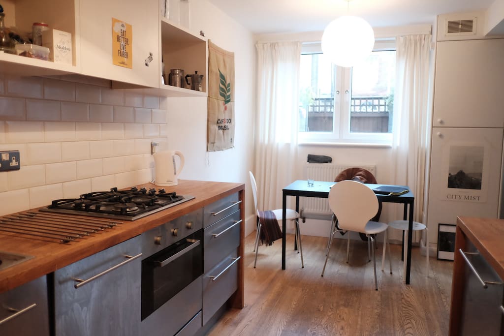 New and fully furnished kitchen, second table and chairs available for large dinners. Bar items available