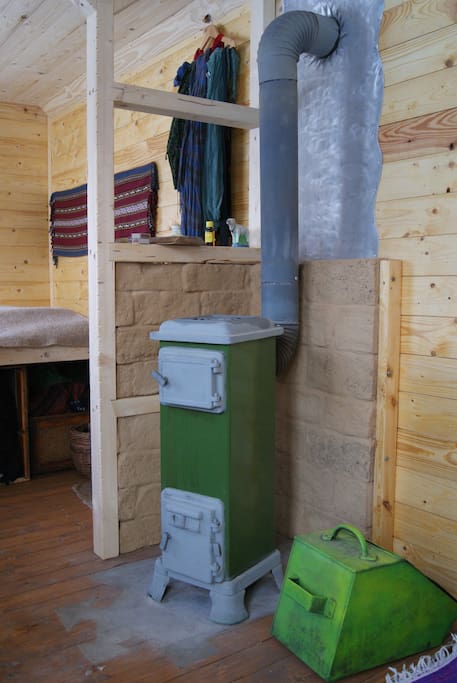 Woodburning stove.