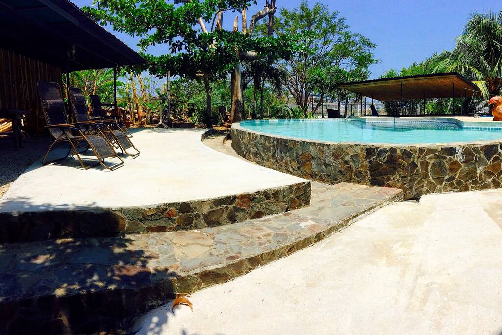 Our pool, terrace, and wet bar!