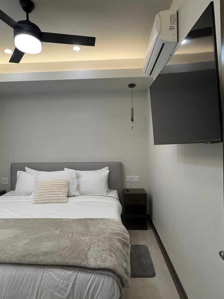 2nd bedroom with closet and TV