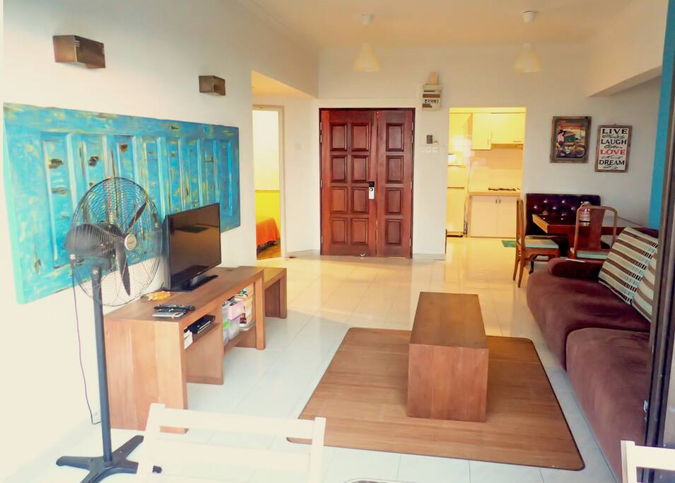 Living area looking in from balcony.