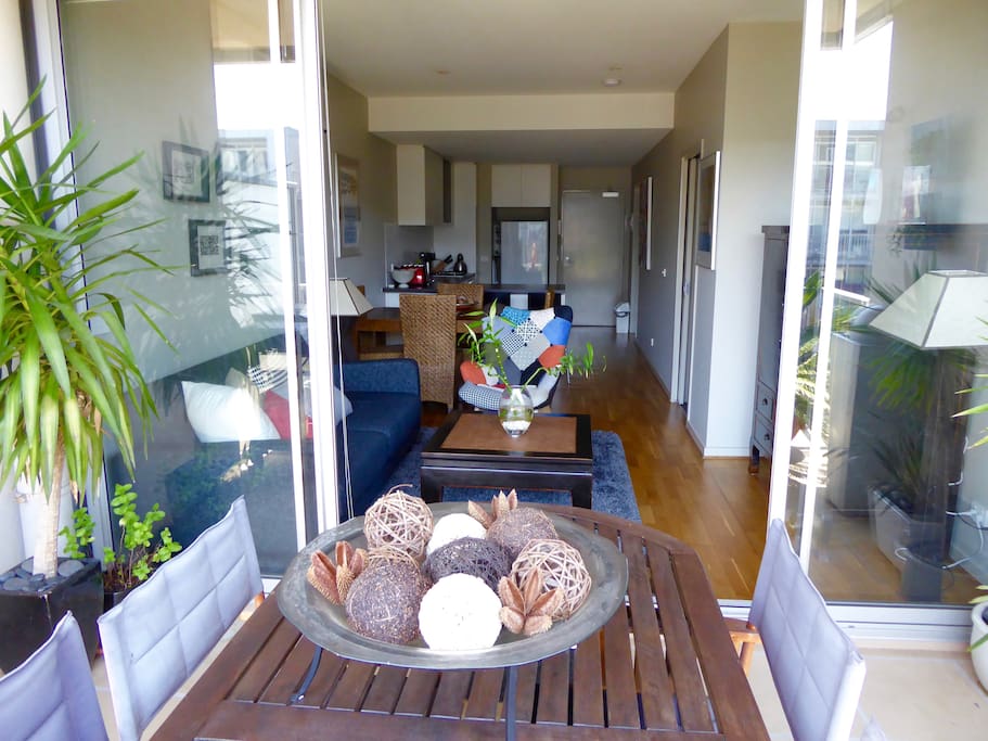 Balcony looking into lounge and kitchen