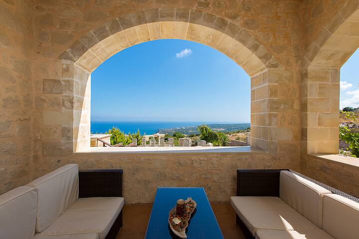 Faethon, eco stone villa, private pool, seaview