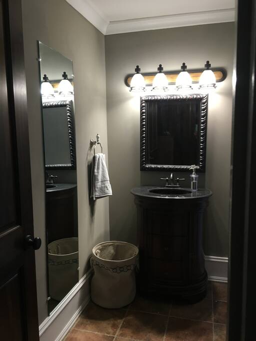 Upstairs bathroom,Purple room