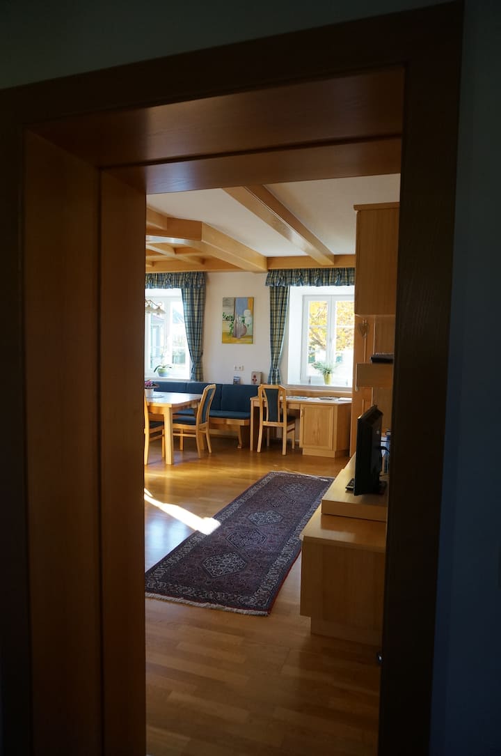 Blick vom Vorraum ins Wohnzimmer