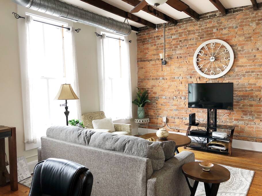 TV with cable and large variety of channels.