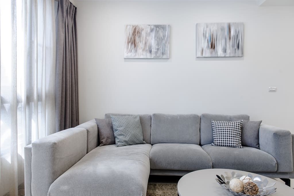Living room with large sofa