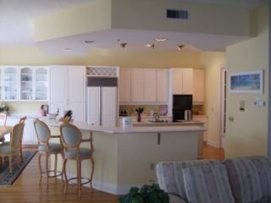 Full wrap around kitchen with island.