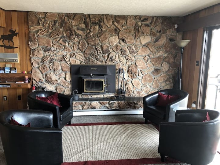 Upstairs living room fireplace (wood is available in a stack outside)