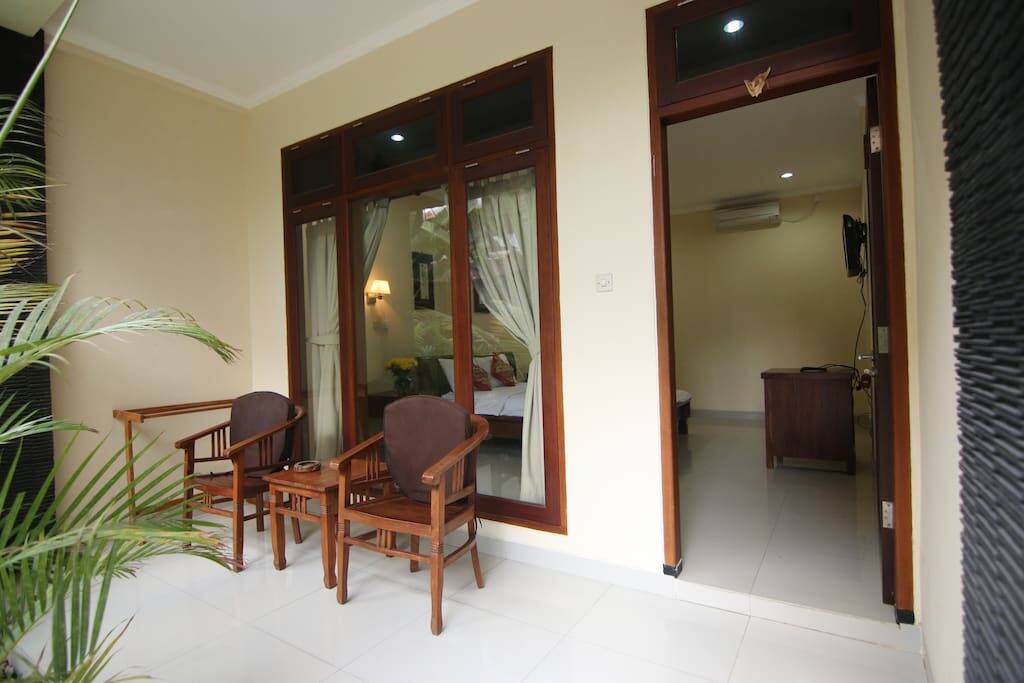 Little chill out are in front of the room. Smoking is only permitted in this area.