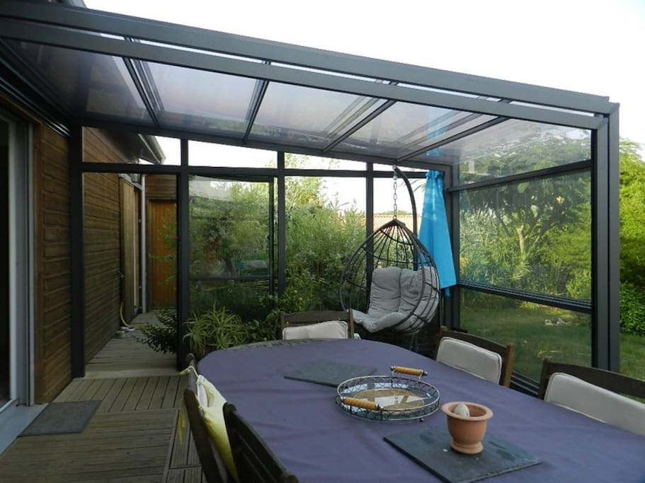 Terrasse avec abri télescopique 32 m2