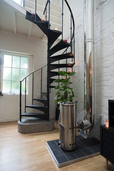 Stairs to mezzanine - chill out area or space for single airbed.