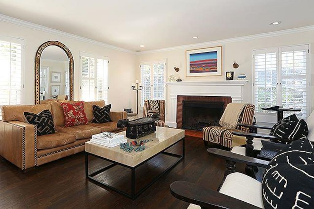 Large couch & lots of seating in the light infused Living Room