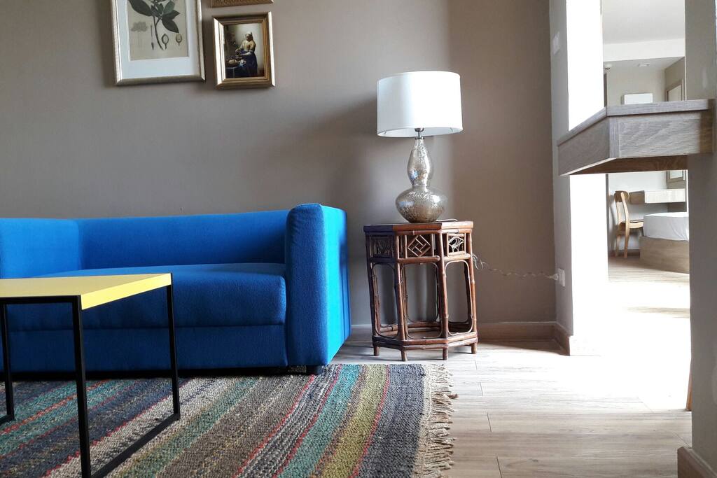 Living room separate from bedroom