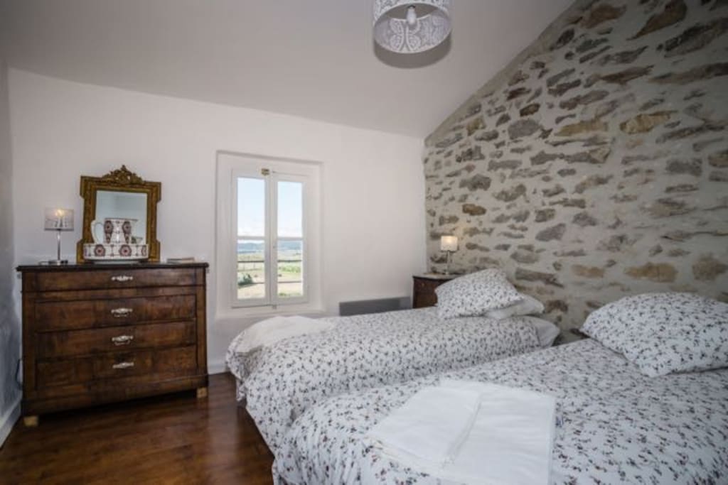 1st floor bedroom, can be 2 singles or a double bed with mattress cover