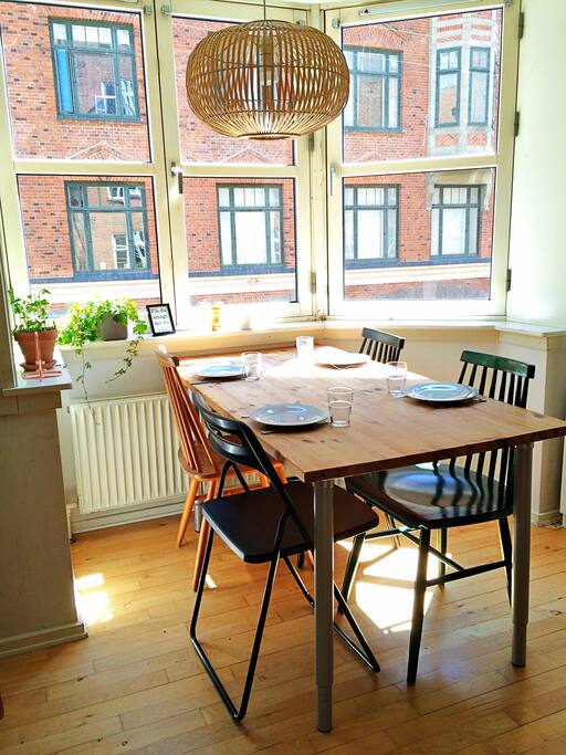 Dining area with amazing view of Blågårdsgade