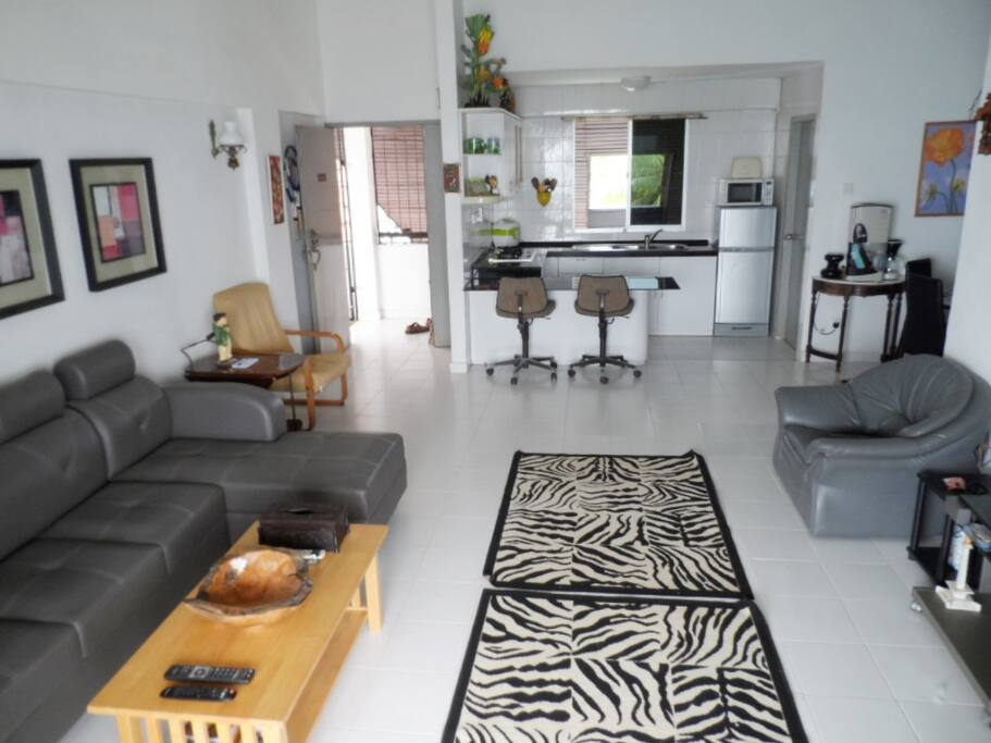 Lounge area and kitchen diner.