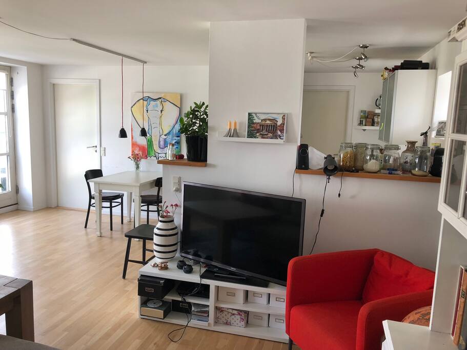 Living room and eating area