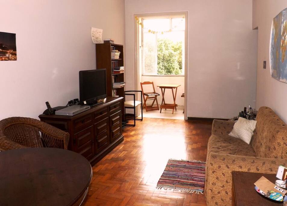 Living room with our beautiful balcony - perfect for breakfast in the sunshine!