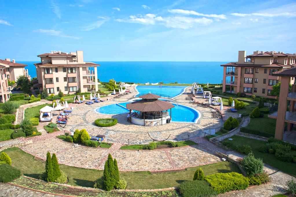 Views from back builiding of resort