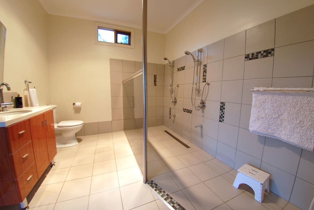 Large modern bathroom with double shower