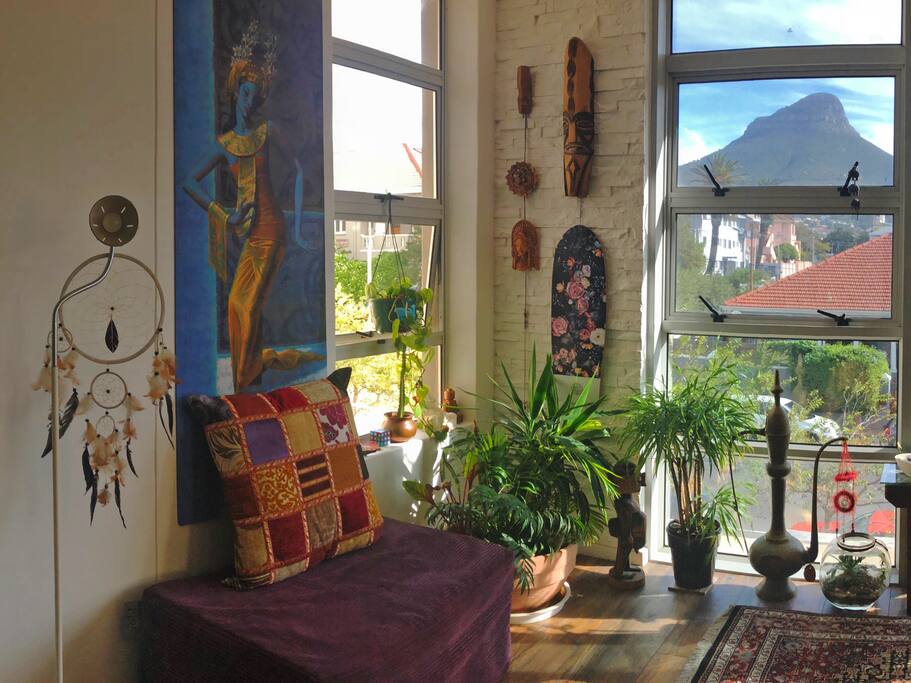 Living area with mountain views