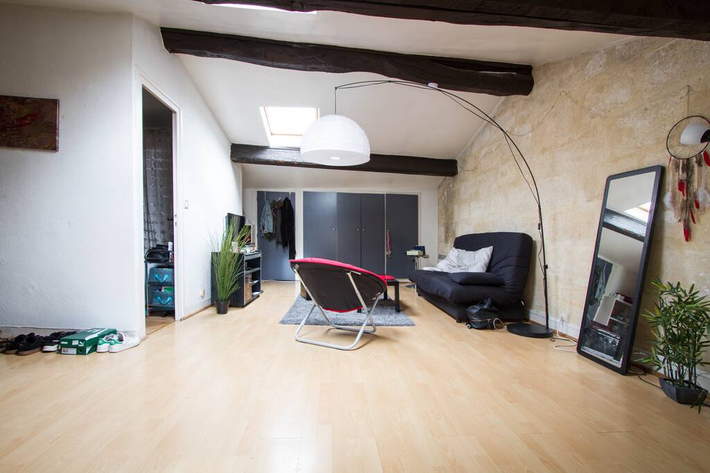 Salon vue espace chambre