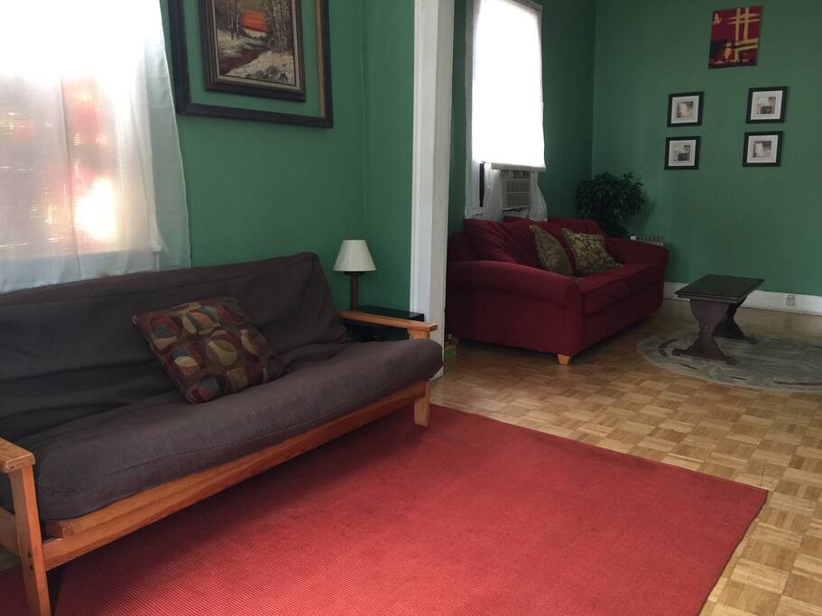 Comfortable futon and queen sofa sleeper