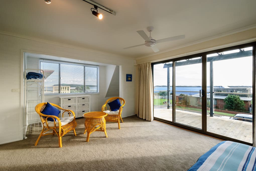 Huge master bedroom with water views...