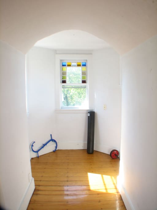 Yoga nook that overlooks the neighborhood