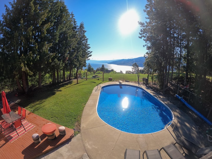 Pool & Hot Tub with a Lakeview! Peachland Vacation