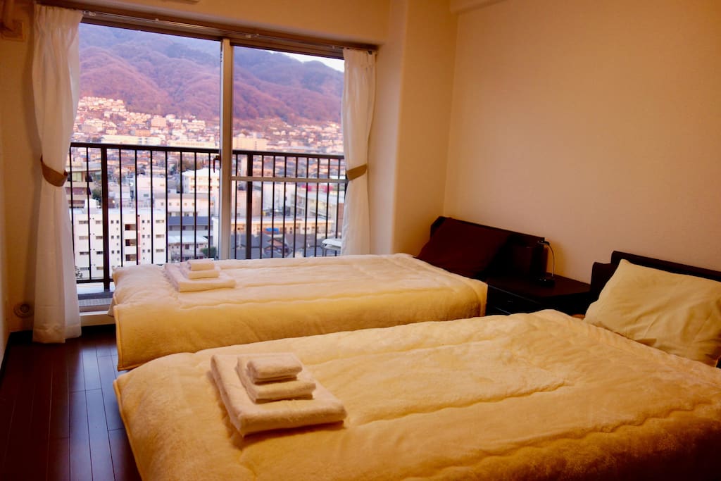 Master Bedroom with Twin Bed at Sunset