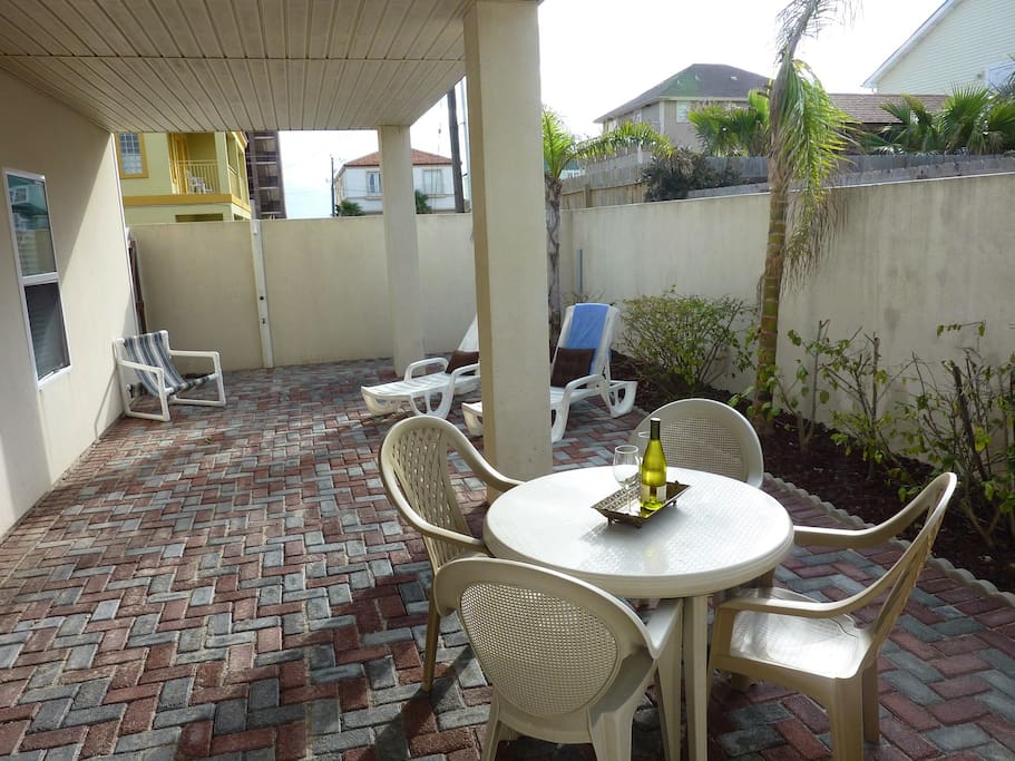 Private oversize covered patio with ample seating